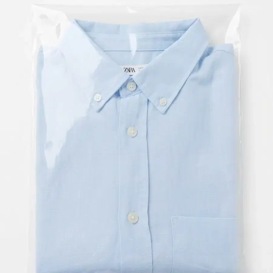 ZARA 블루 린넨과 면혼방 셔츠