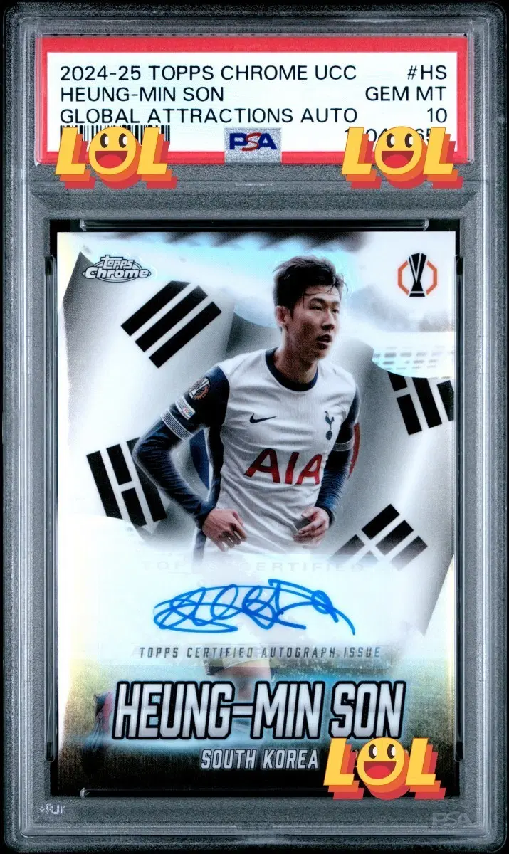 2024-25 토트넘 홋스퍼 손흥민 탑스크롬 ucc 글로벌 어트랙션 오토 PSA 10