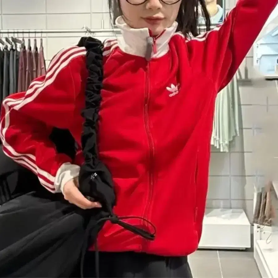 아디다스 클래식 베켄바우어 트랙탑 져지 집업 자켓 스칼렛