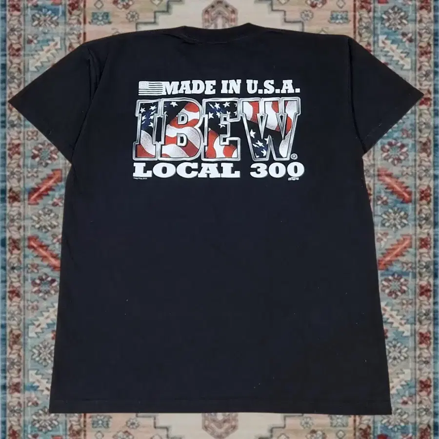 베이사이드 Made In USA IBEW 포켓 블랙 티셔츠 L