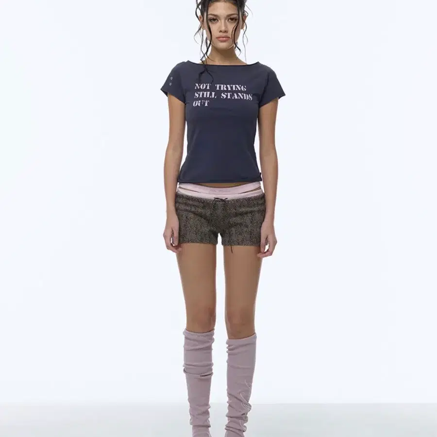 길라아카이브 slogan boat neck t-shirts navy 보트넥 네이비