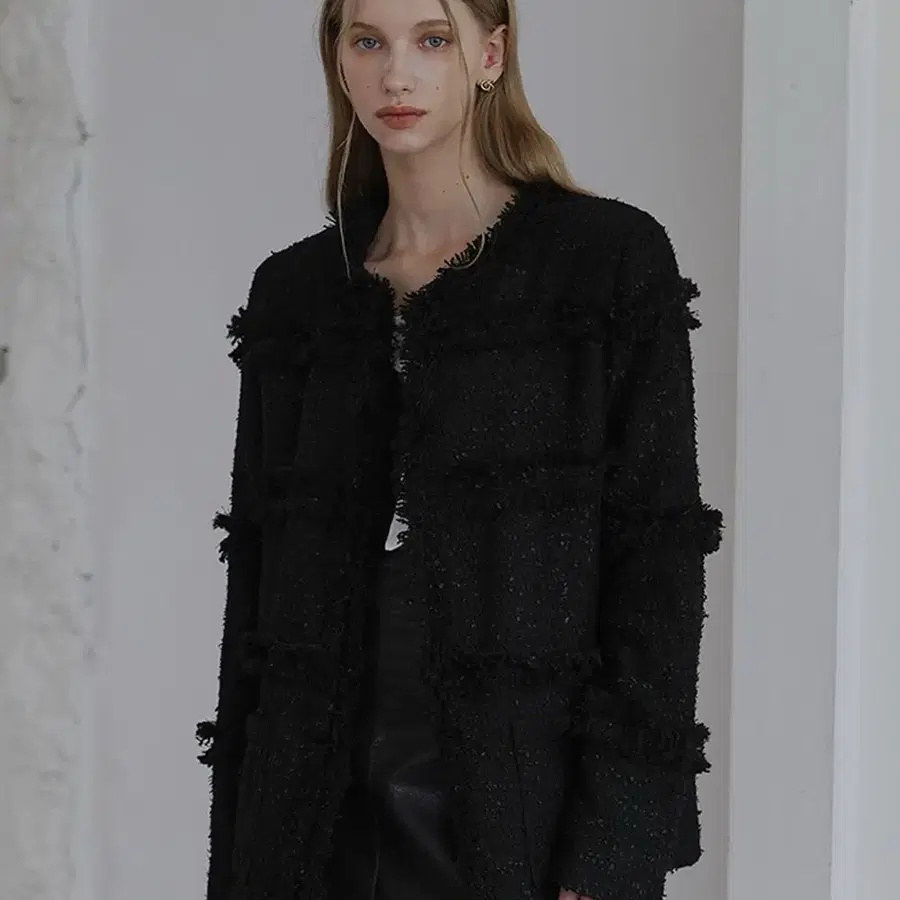 드헤베 Fringe Tweed Jacket Black 트위드 자켓 블랙