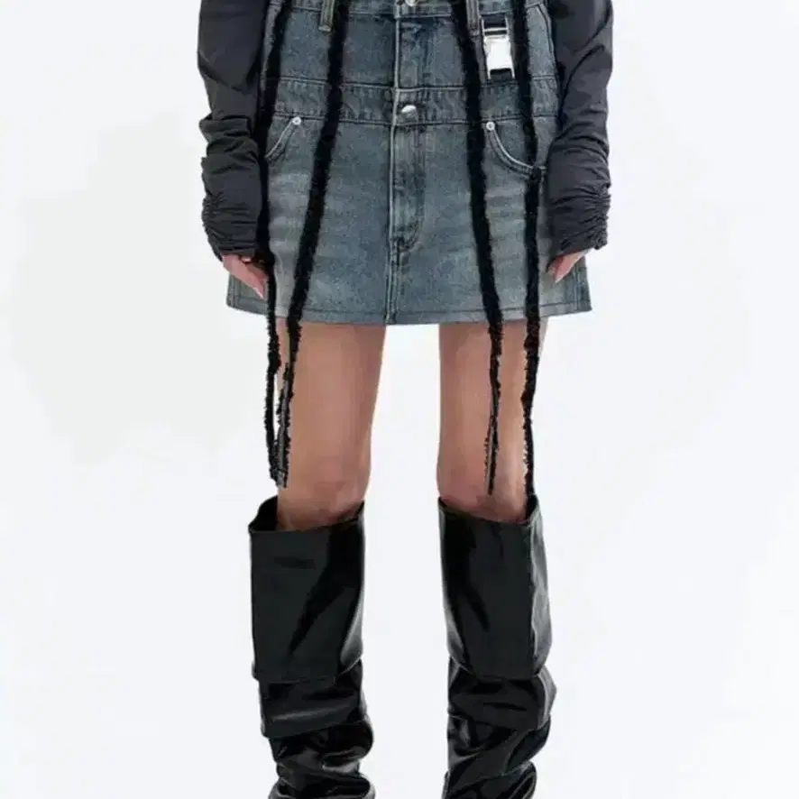 (새)Leey 데님 사이드 버클 포인트 미니 스커트