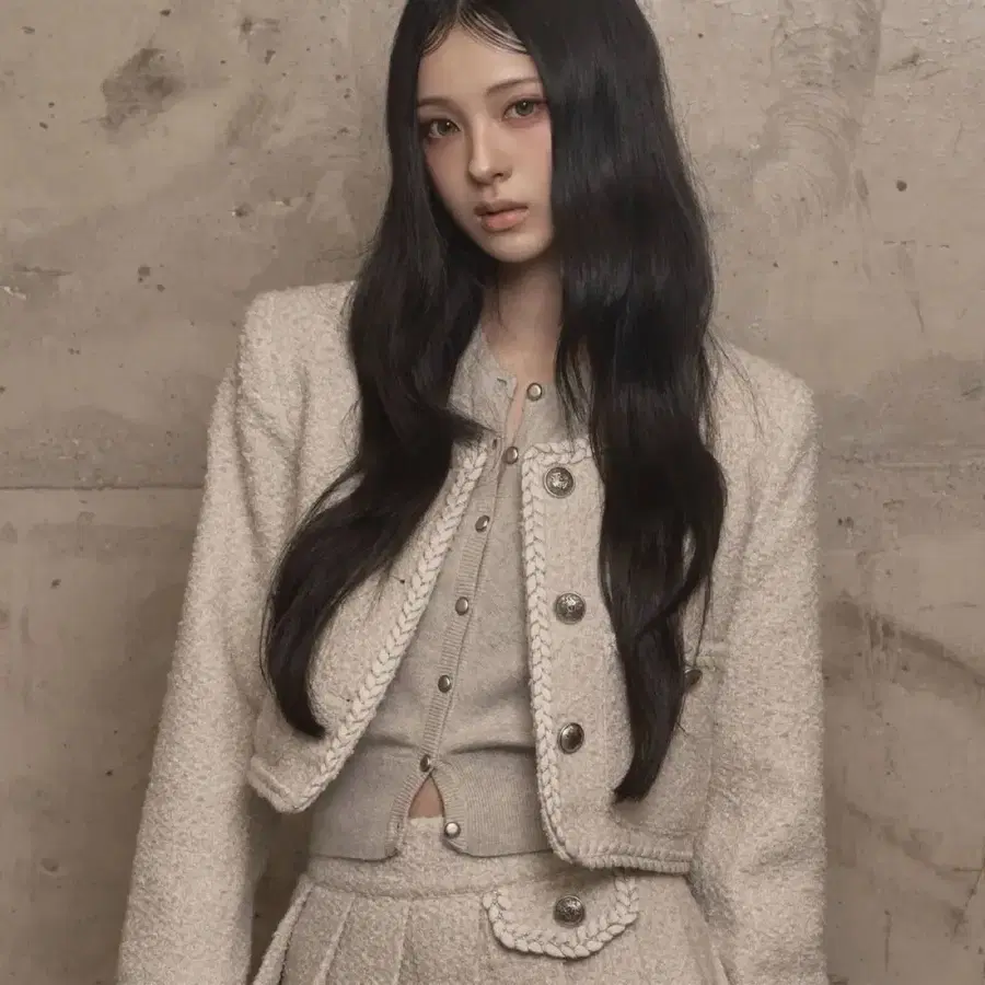 카키포인트 atelier tweed jacket&skirt s ivory 아틀리에 트위드 자켓&스커트