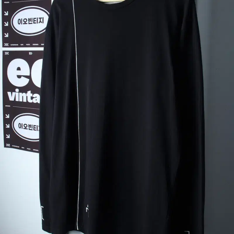 (M-XL) 어콜드월 긴팔티셔츠 백 빅로고 블랙 스트릿-H36947