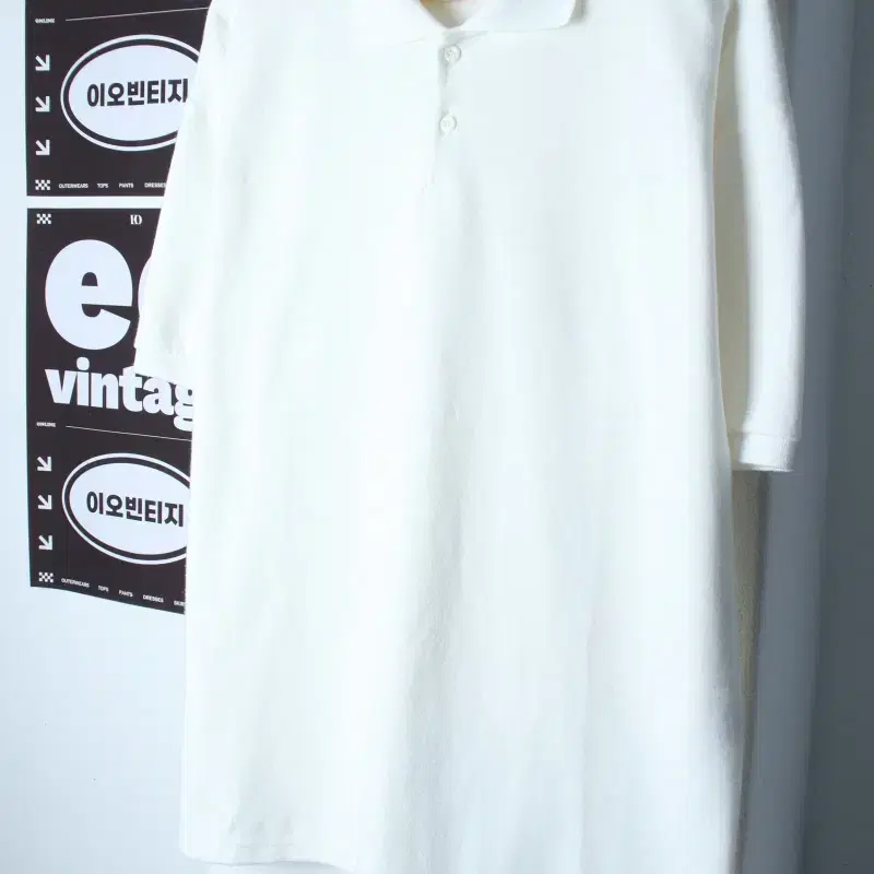 (M-XL) 제멋 반팔 카라 티셔츠 오버핏 무지 화이트-H36853