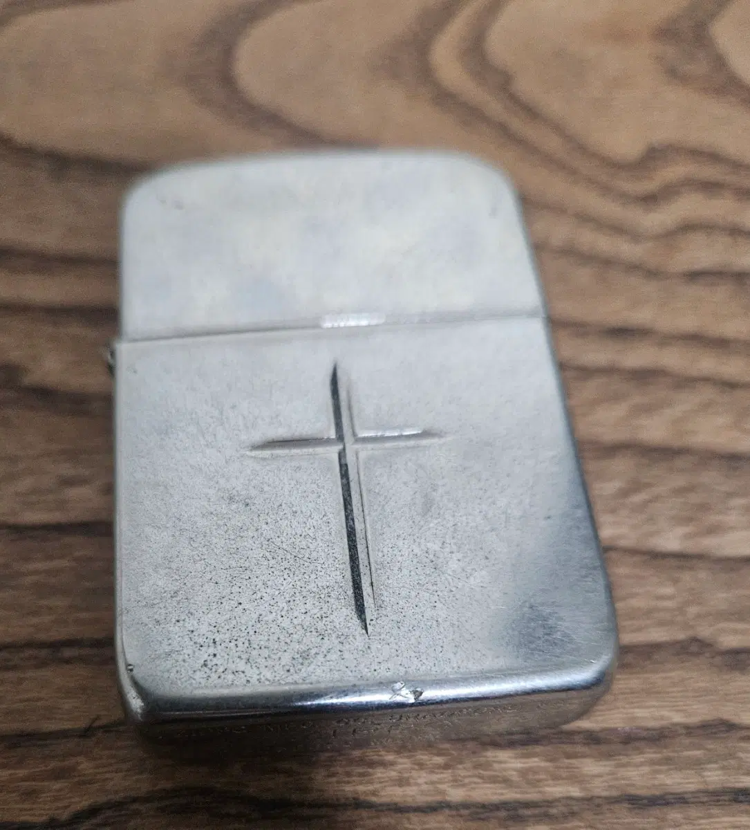 지포 크로스 각인 실버