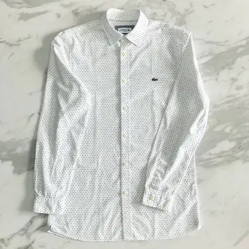 라코스테 LACOSTE 긴팔 셔츠 화이트 네이비 도트 무늬 US S 사이즈