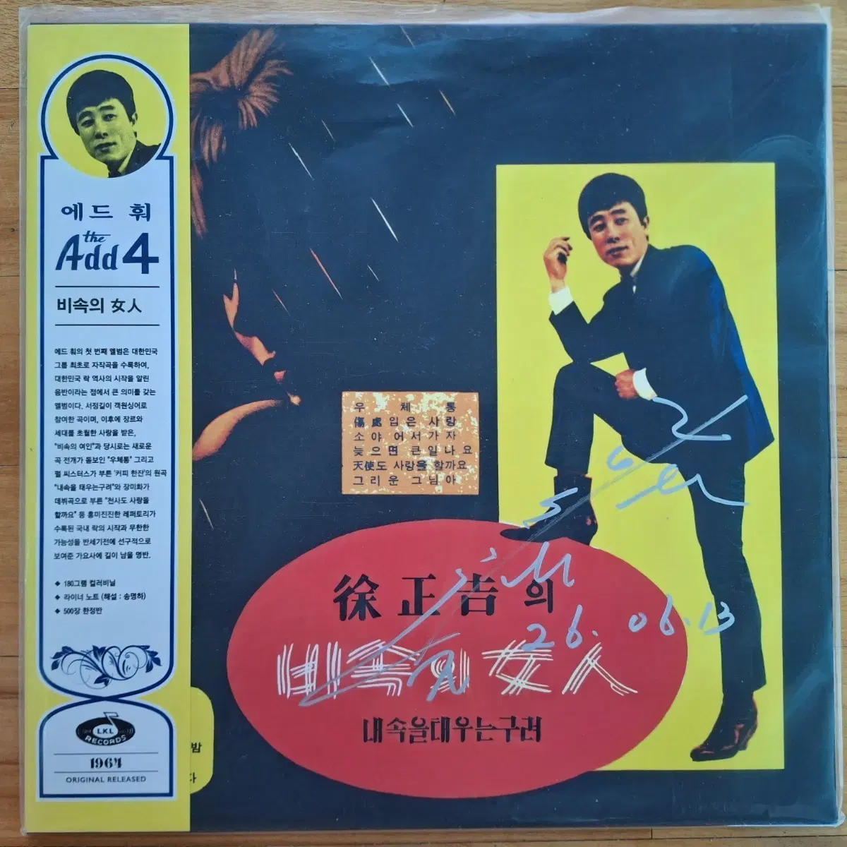 친필싸인반/재발매/서정길의 빗속의 여인 LP