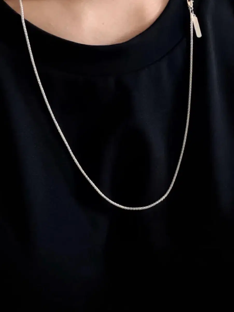 (새상품) 퓨어블랙 스튜디오 라인 네크리스 이탈리 체인 60cm 실버925