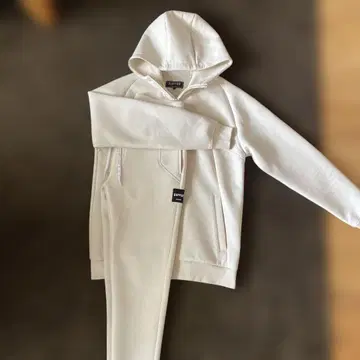 DUFFER BLACK LABEL 지퍼 후드티 셋업 화이트 M