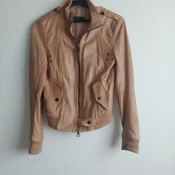 ZARA 가죽 싱글 라이더 자켓 베이지