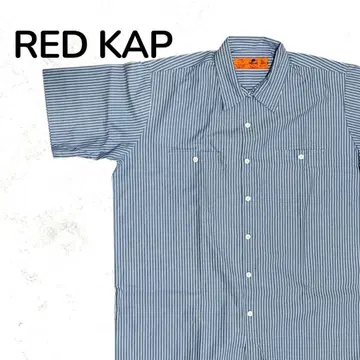 RED KAP 스트라이프 반팔 워크 셔츠 블루 XL 워크 계열 구제 의류