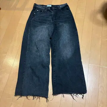 IDEASWAM 블랙 데님 와이드 팬츠