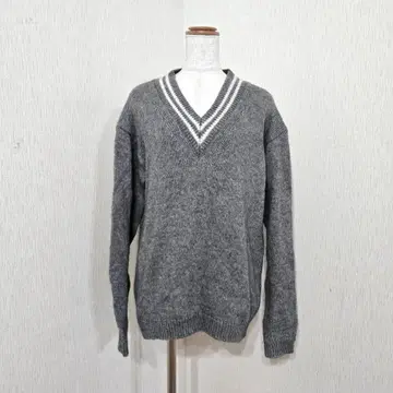 SHIPS JET BLUE 긴팔 V넥 니트 울 혼방 심플 (M) 그레이 계열