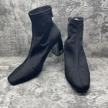 ZARA 스트레치 숏부츠 청키힐 백지퍼 39