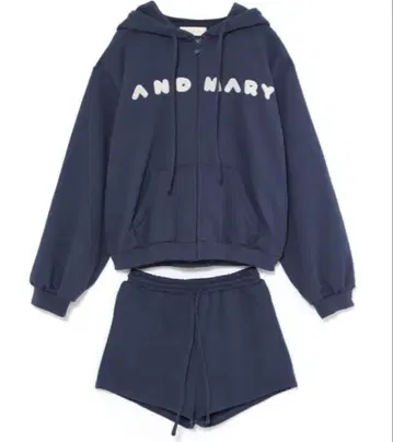 AND MARY 메리 루즈 후디 세트 네이비