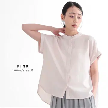 [새상품] for/c 반팔 밴드 카라 셔츠 핑크 M