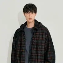 시스템 옴므 디테쳐블 후드 체크 패딩