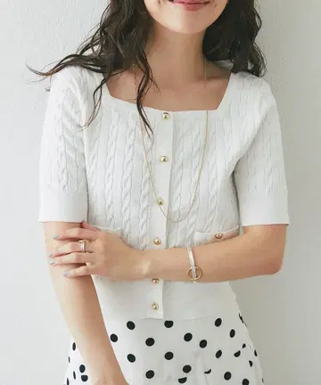 La boutique BonBon 쿨 터치 케이블 반팔 니트 가디건