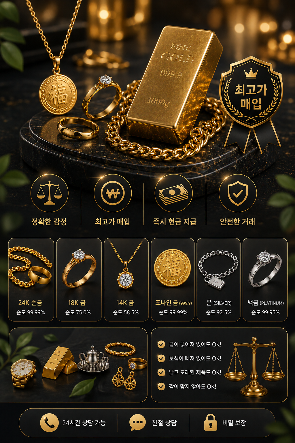 Gold necklace, gold bracelet, 18k, 24k, baby ring, cast gold, Busan direct transaction possible, buying nationwide