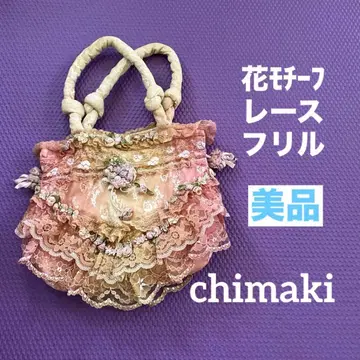 chimaki 멋진 토트백 레이스/리본/꽃 모티브/핑크