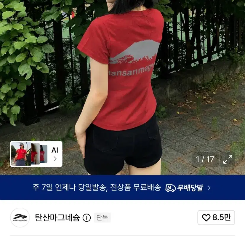 탄산마그네슘 마운틴 반팔 레드/그레이