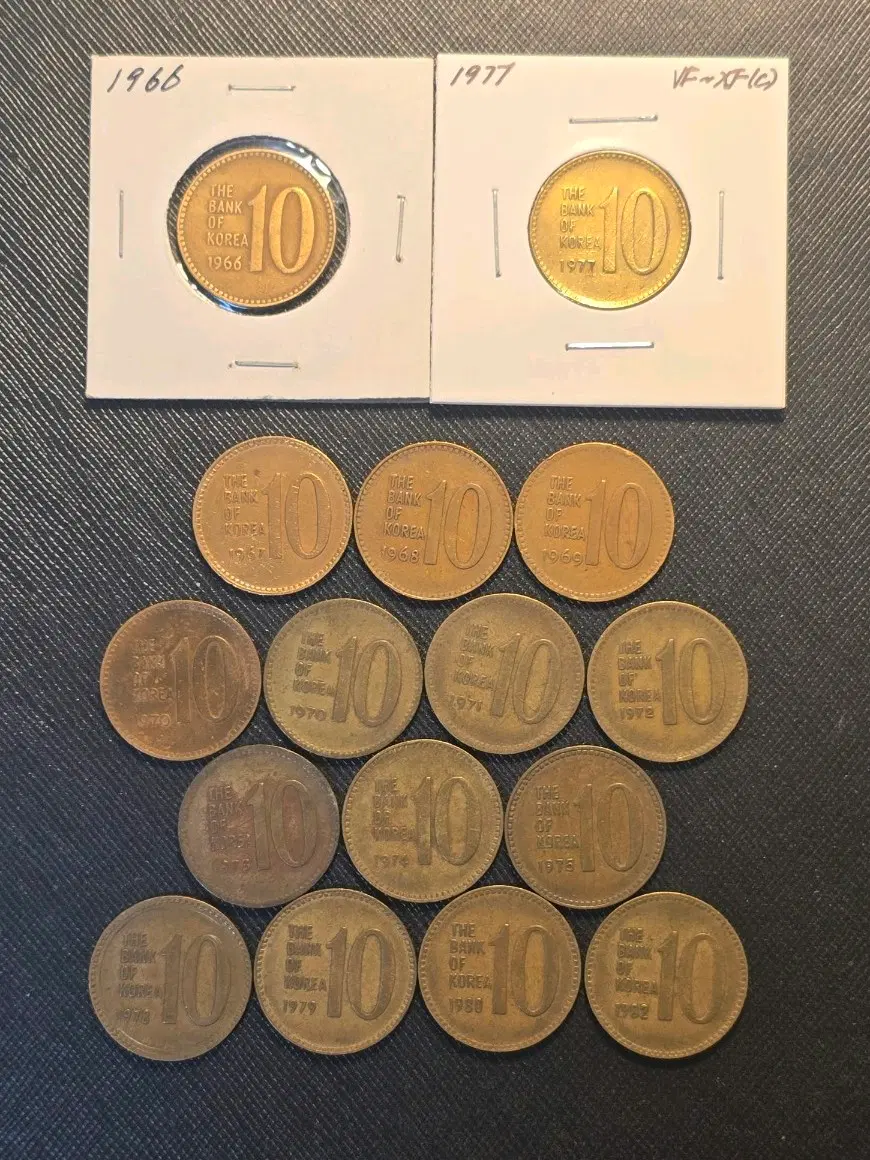 1966년 ~ 2017년 10원 동전 50개 줄세우기