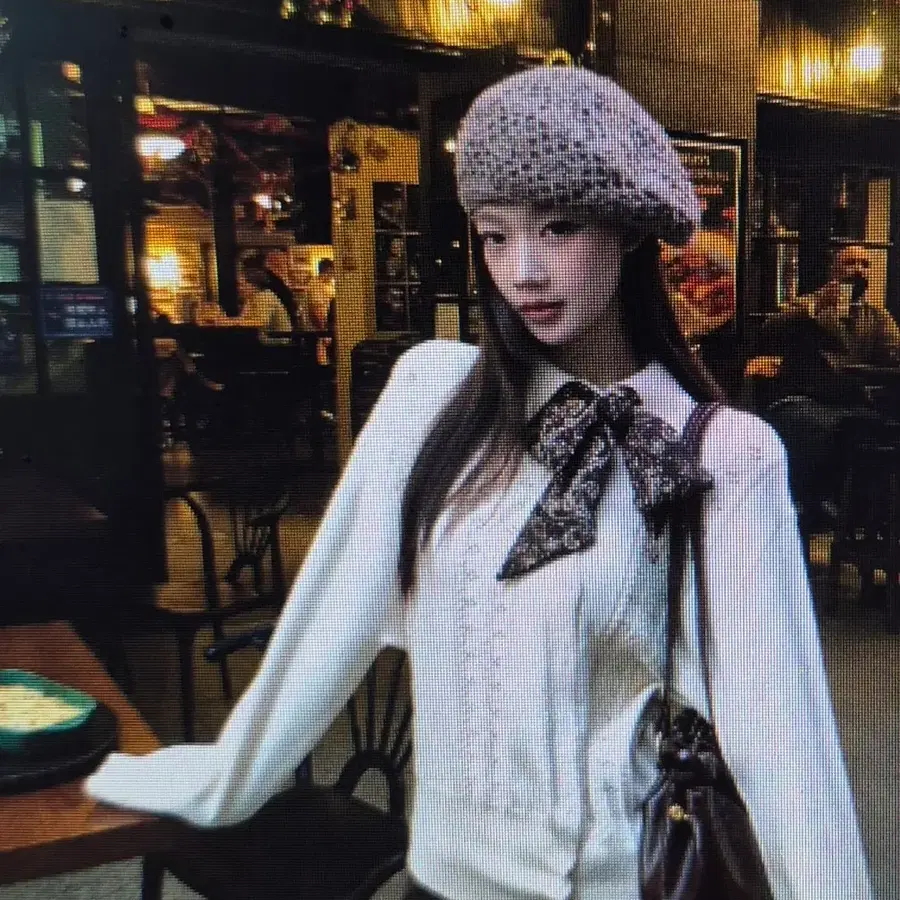 (해외배송)화이트 스웨터 스카프 세트