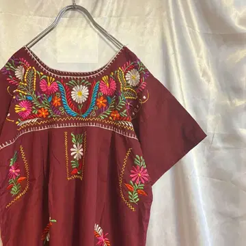 멕시칸 자수 에스닉 원피스 레드