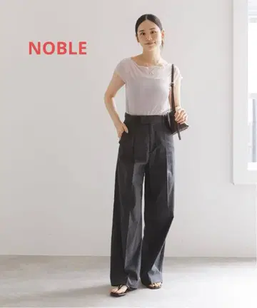 25SS NOBLE 워셔블 린넨 스트레치 슬랙스 팬츠 그레이 40