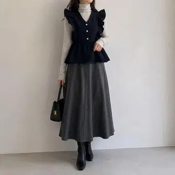 [새상품급]Deux Amour 펄 프릴 페플럼 베스트