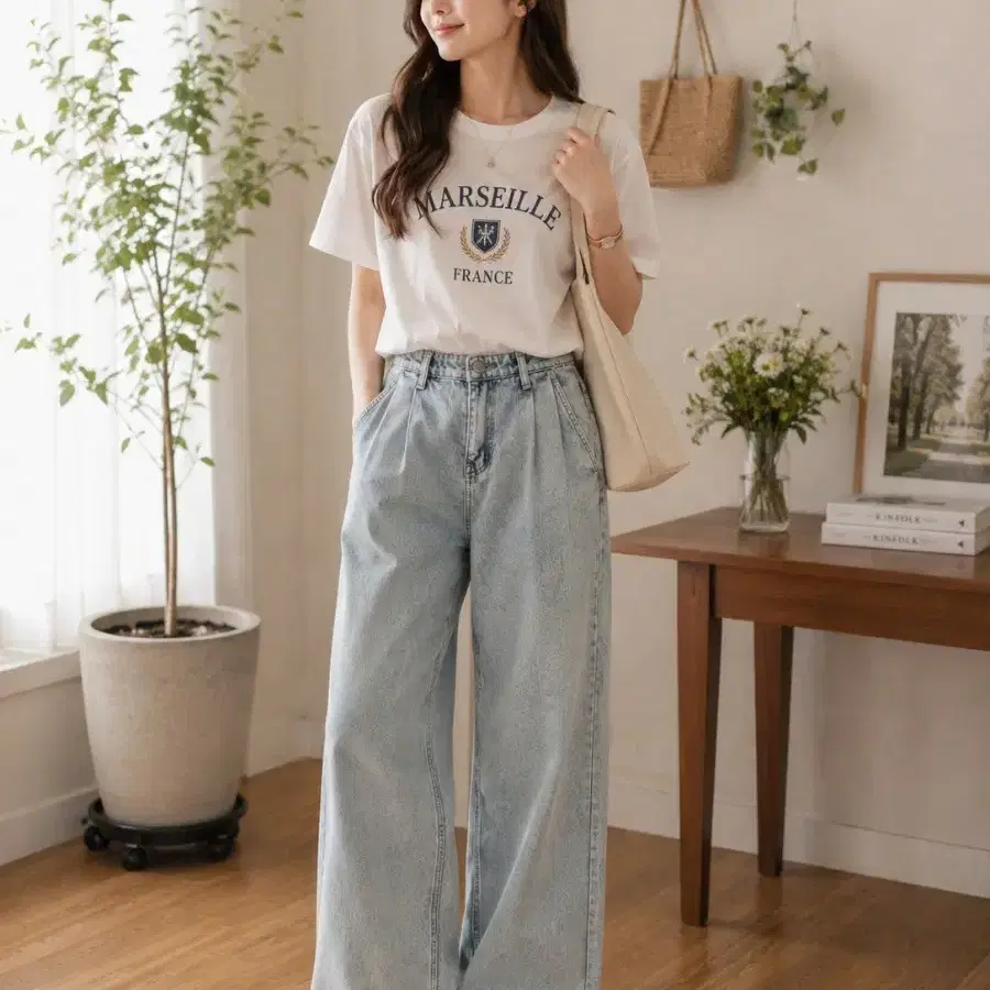 연청 와이드 데님 팬츠