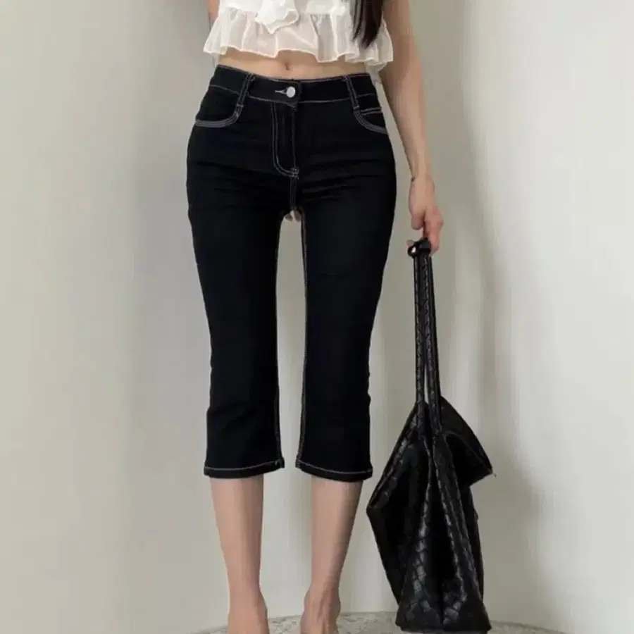 새상품 생지 스판 8부 카프리 팬츠 청바지 스몰 (골반패드)