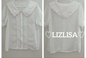 [정품] LIZLISA 하트 버튼 반팔 블라우스