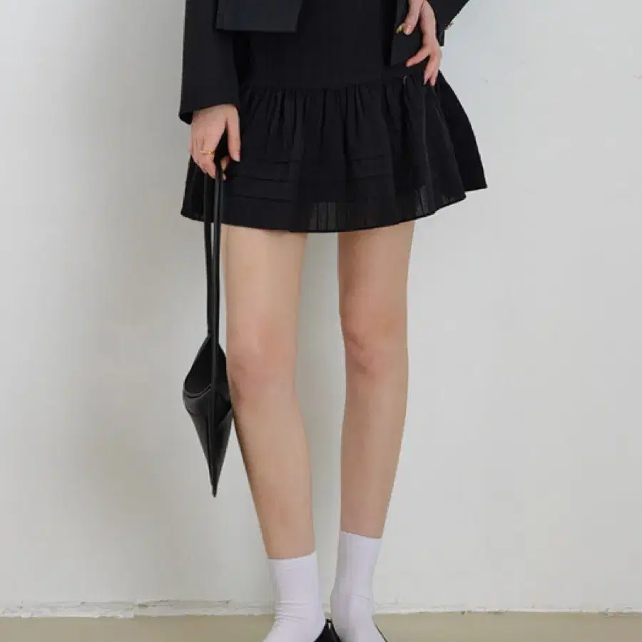 chat de lama 샤드라마 레이스 핀턱 레이어드 블랙 미니 스커트 M