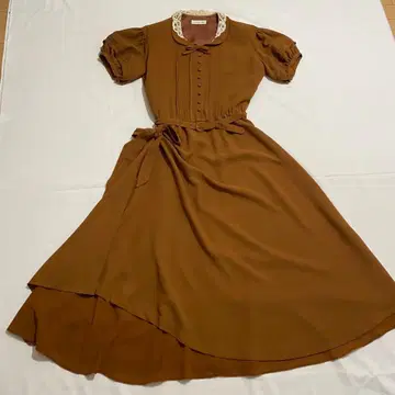 카네코 이사오 레이스 옷깃 택시 업 원피스 캐러멜 잉게보그 플레어
