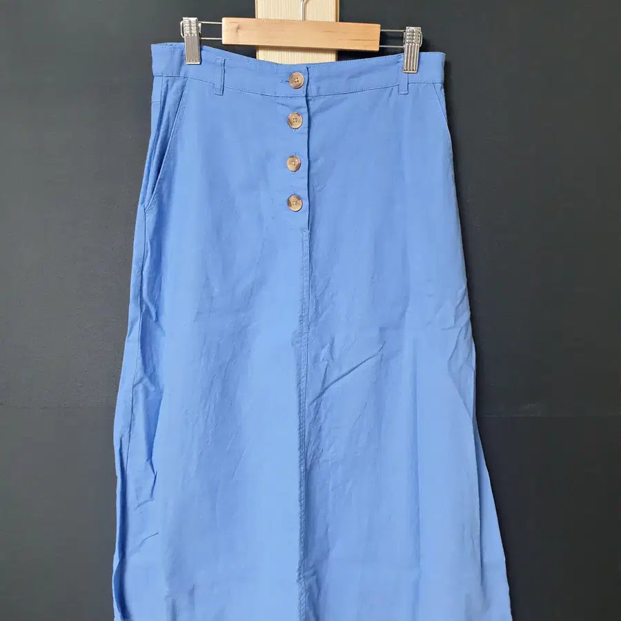 진짜만원 8세컨즈 면 마 롱스커트 55 블루