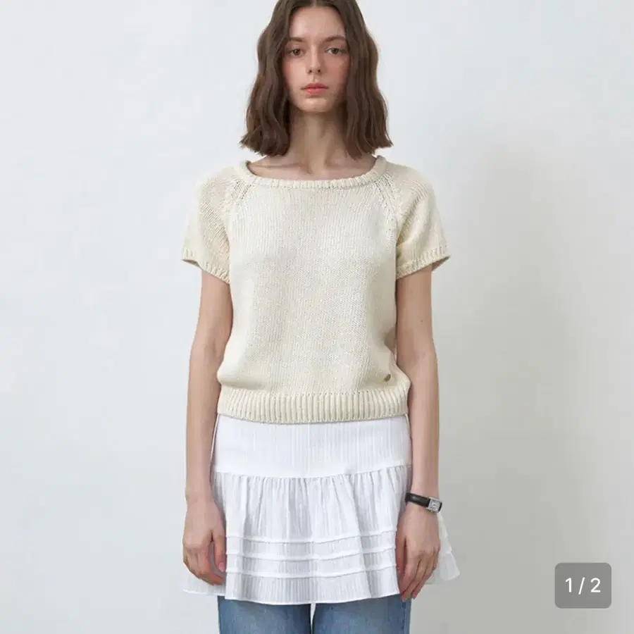 샤드라마 니트 square neck half knit