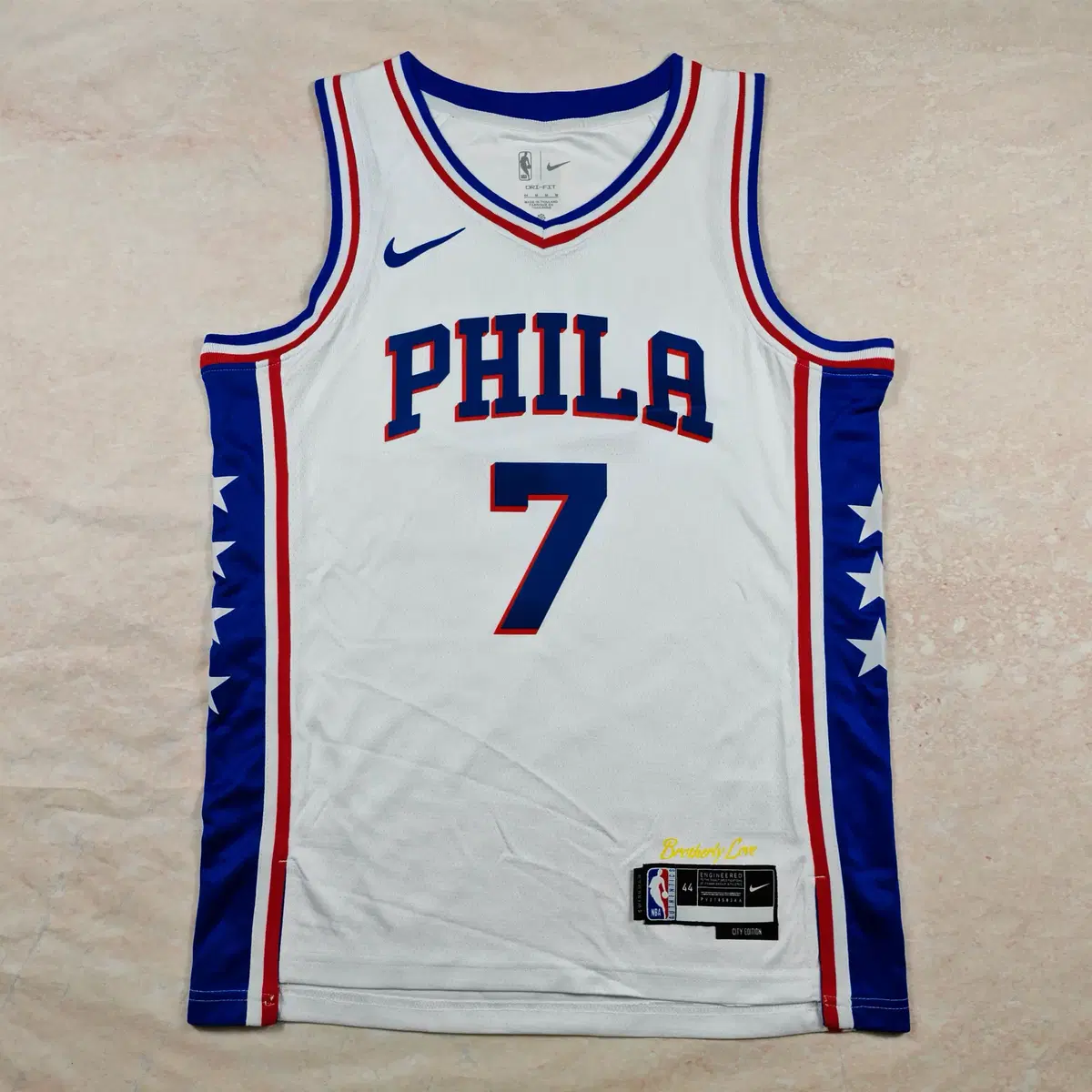 NBA 필라델피아 76ers 브라운 7번 농구 유니폼 남성 조끼 팬 저지 홈 화이트 운동복