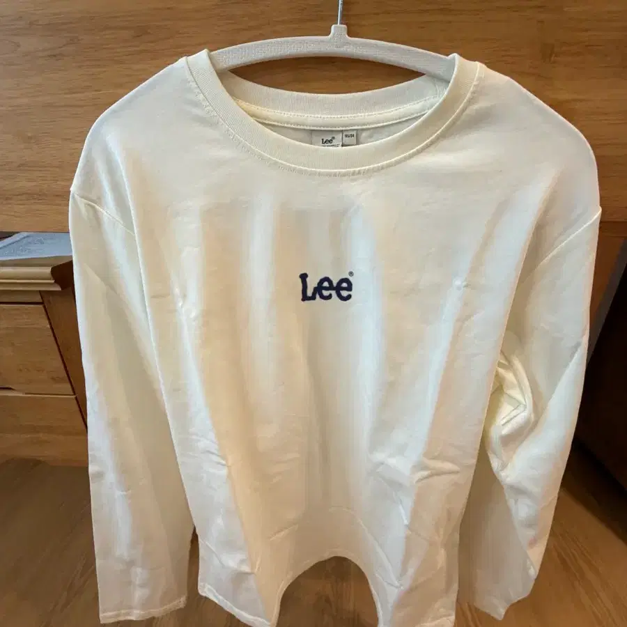 리 타탄 면 긴팔 티셔츠 아이보리