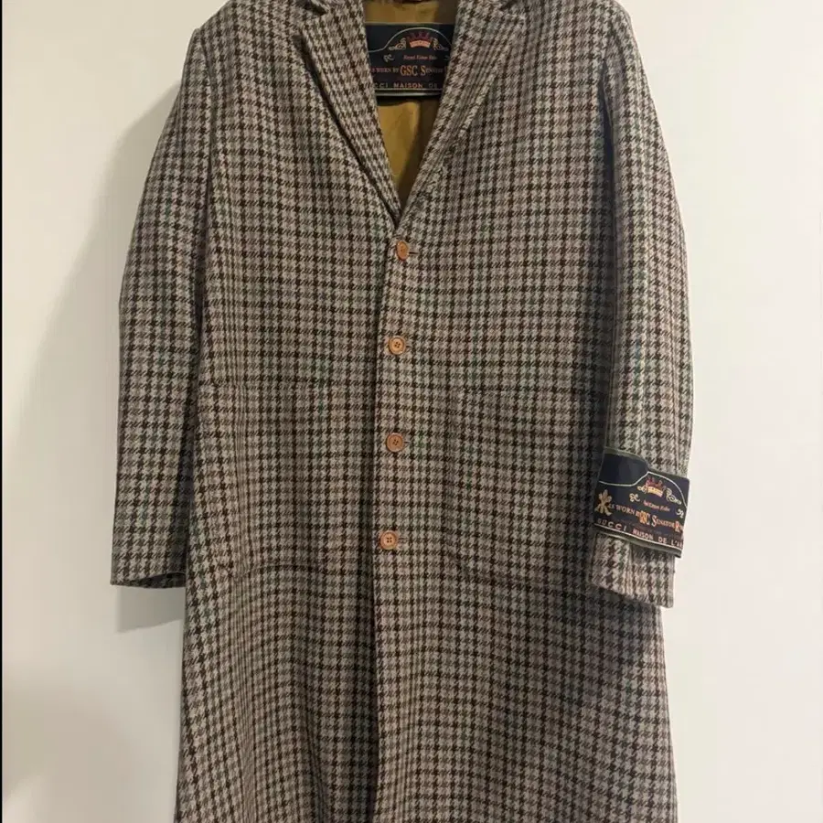 구찌(Gucci) 브라운 체크 남성 울 코트