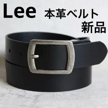 Lee 리 30mm 소가죽 레더 내로우 벨트 로고 핑 버클 블랙