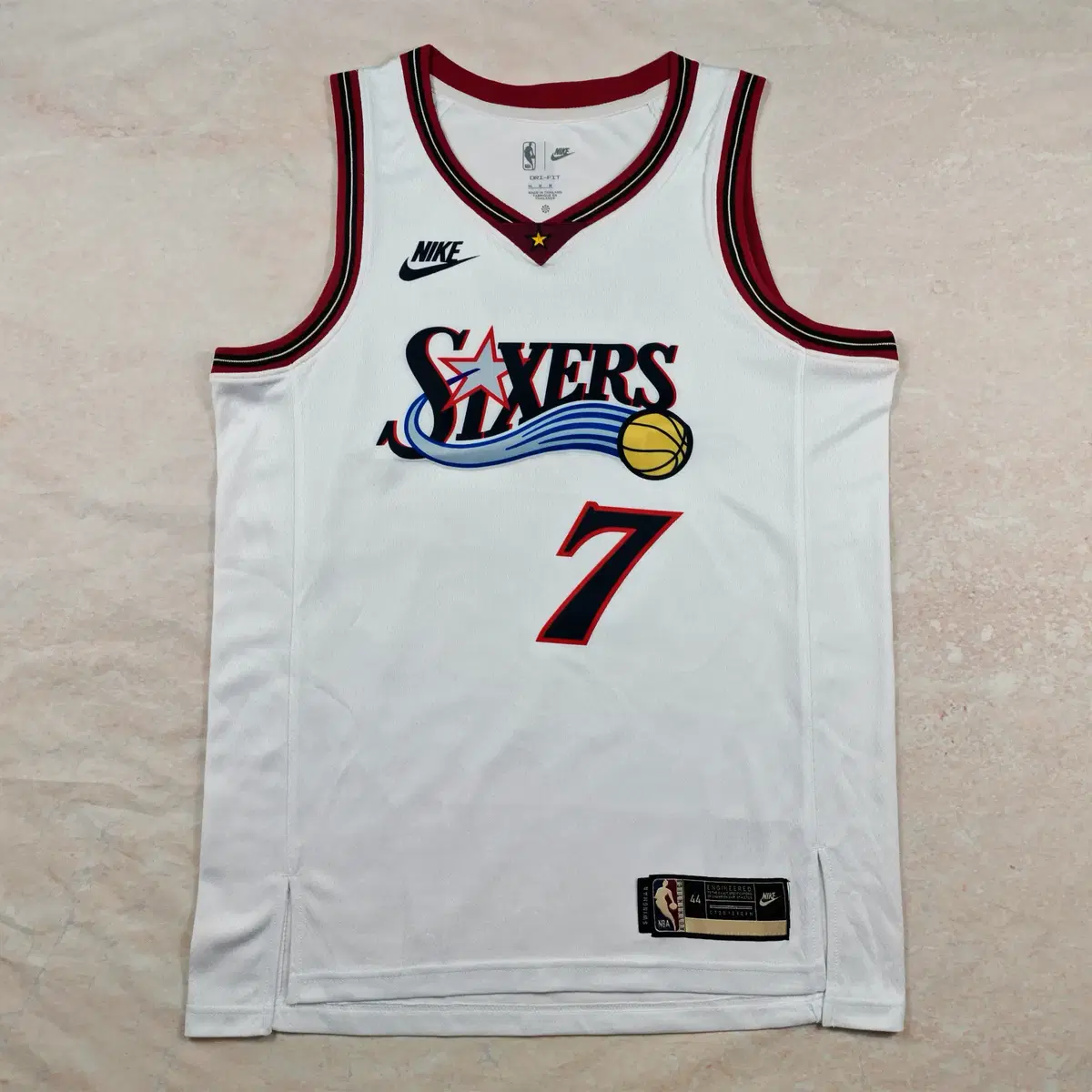 NBA 필라델피아 76ers 브라운 7번 클래식 레트로 에디션 농구 유니폼 남성 조끼 팬 저지 화이트