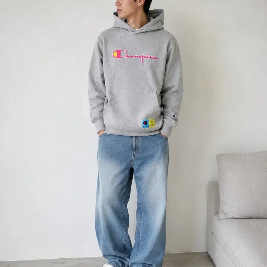 [M] 챔피온 오버핏 기모 후드티