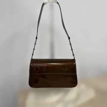 BALLY 숄더백 에나멜 다크 브라운 로고 체인