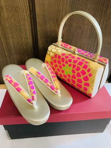 조리 백 세트 후리소데용 럭셔리 금채 꽃무늬