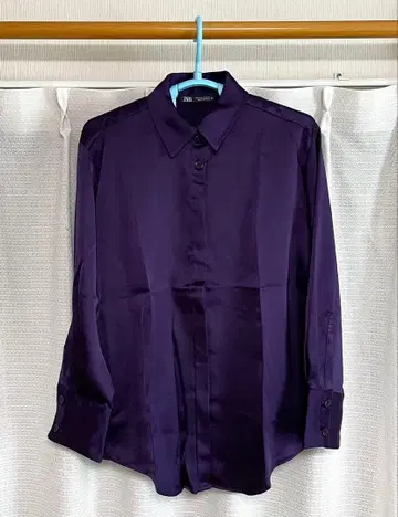 ZARA 긴팔 새틴 셔츠 다크 퍼플