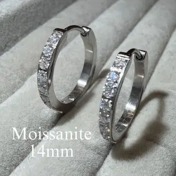 모이사나이트 14mm 후프 귀걸이 써지컬 스테인리스 금속 알레르기 방지