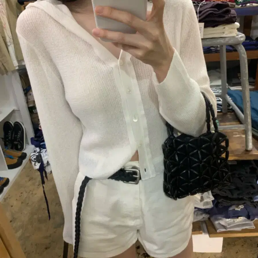 레이지샵 린넨후드가디건 아이보리